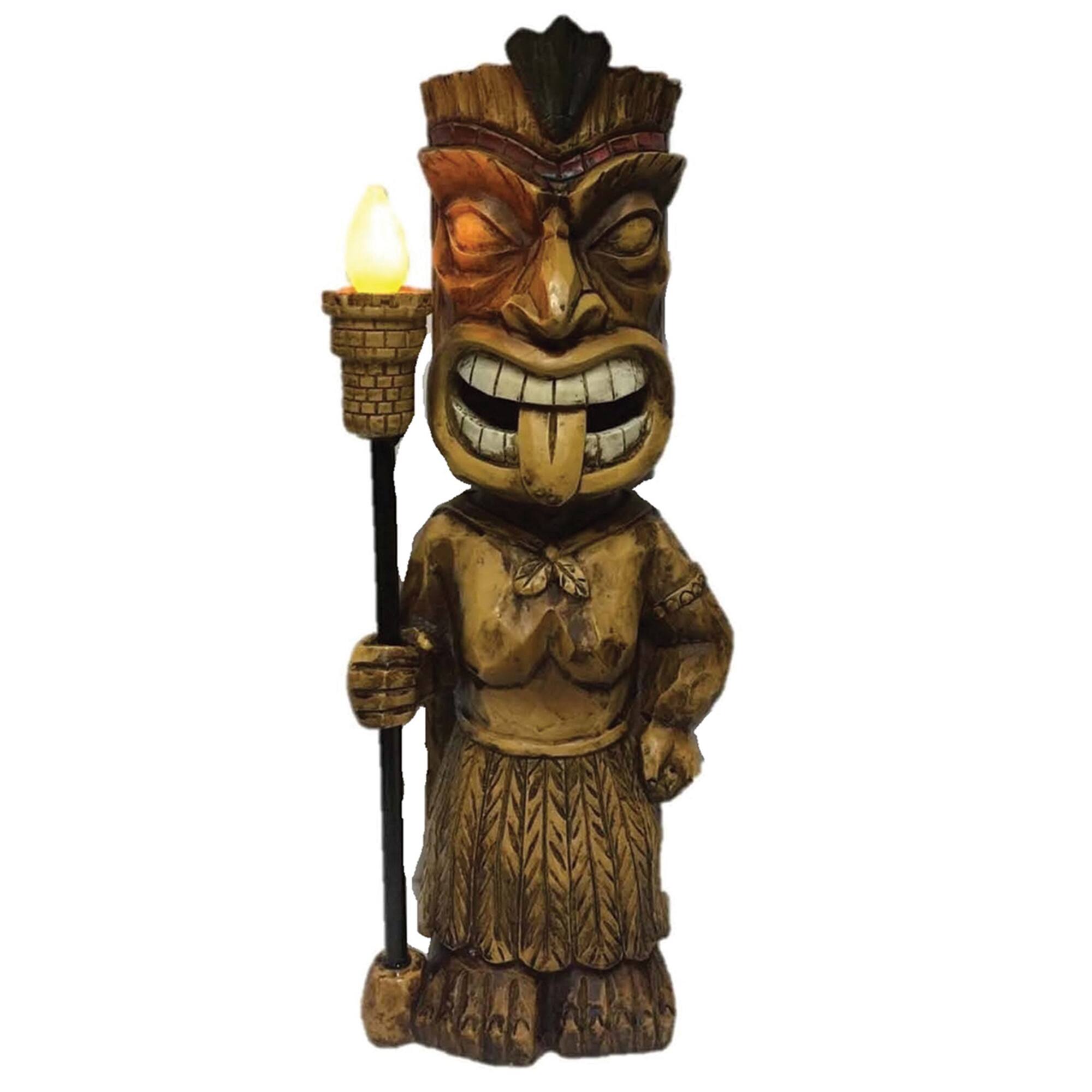 Santa's Workshop 18" Solar Tiki Man Statue